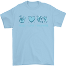 Peace Love Dolphins Mens T-Shirt 100% Cotton Light Blue