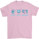 Peace Love Dolphins Mens T-Shirt 100% Cotton Light Pink