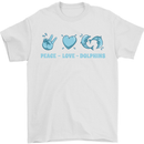 Peace Love Dolphins Mens T-Shirt 100% Cotton White