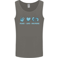 Peace Love Dolphins Mens Vest Tank Top Charcoal