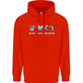 Peace Love Dolphins Sea life Childrens Kids Hoodie Bright Red