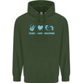 Peace Love Dolphins Sea life Childrens Kids Hoodie Forest Green