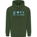 Peace Love Dolphins Sea life Childrens Kids Hoodie Forest Green