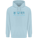 Peace Love Dolphins Sea life Childrens Kids Hoodie Light Blue