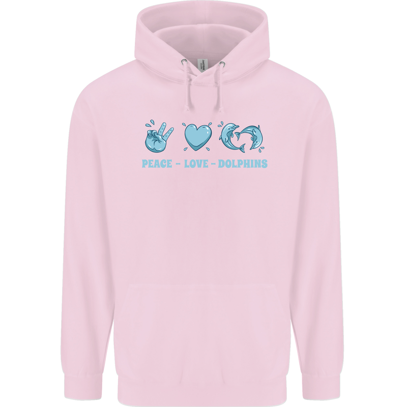 Peace Love Dolphins Sea life Childrens Kids Hoodie Light Pink