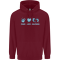 Peace Love Dolphins Sea life Childrens Kids Hoodie Maroon