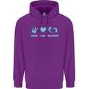 Peace Love Dolphins Sea life Childrens Kids Hoodie Purple