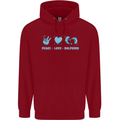 Peace Love Dolphins Sea life Childrens Kids Hoodie Red