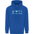 Peace Love Dolphins Sea life Childrens Kids Hoodie Royal Blue