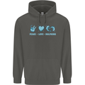 Peace Love Dolphins Sea life Childrens Kids Hoodie Storm Grey