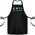Peace Love Dolphins Sea life Cotton Apron 100% Organic Black