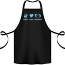 Peace Love Dolphins Sea life Cotton Apron 100% Organic Black