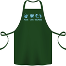 Peace Love Dolphins Sea life Cotton Apron 100% Organic Forest Green