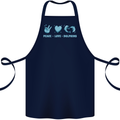 Peace Love Dolphins Sea life Cotton Apron 100% Organic Navy Blue