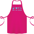 Peace Love Dolphins Sea life Cotton Apron 100% Organic Pink