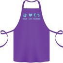 Peace Love Dolphins Sea life Cotton Apron 100% Organic Purple