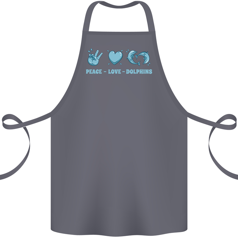 Peace Love Dolphins Sea life Cotton Apron 100% Organic Steel