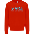 Peace Love Dolphins Sea life Kids Sweatshirt Jumper Bright Red