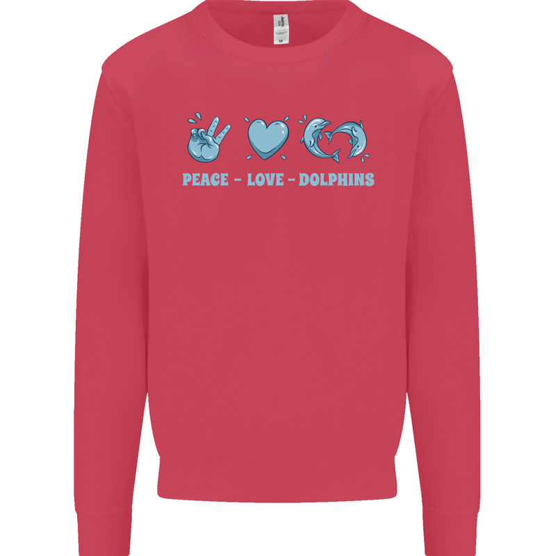 Peace Love Dolphins Sea life Kids Sweatshirt Jumper Heliconia
