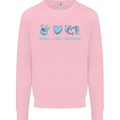 Peace Love Dolphins Sea life Kids Sweatshirt Jumper Light Pink