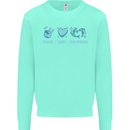 Peace Love Dolphins Sea life Kids Sweatshirt Jumper Peppermint