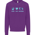 Peace Love Dolphins Sea life Kids Sweatshirt Jumper Purple