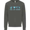 Peace Love Dolphins Sea life Kids Sweatshirt Jumper Storm Grey