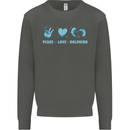 Peace Love Dolphins Sea life Kids Sweatshirt Jumper Storm Grey