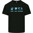 Peace Love Dolphins Sea life Kids T-Shirt Childrens Black