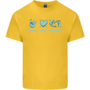 Peace Love Dolphins Sea life Kids T-Shirt Childrens Yellow