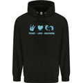 Peace Love Dolphins Sea life Mens 80% Cotton Hoodie Black