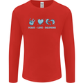 Peace Love Dolphins Sea life Mens Long Sleeve T-Shirt Red