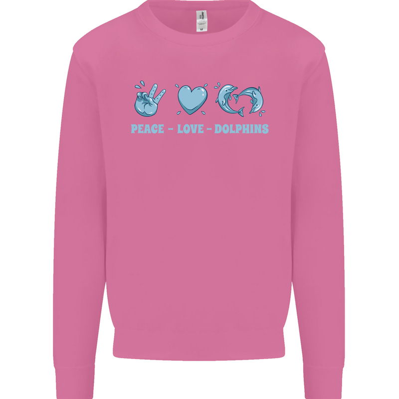 Peace Love Dolphins Sea life Mens Sweatshirt Jumper Azalea