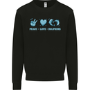 Peace Love Dolphins Sea life Mens Sweatshirt Jumper Black