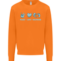 Peace Love Dolphins Sea life Mens Sweatshirt Jumper Orange