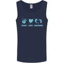 Peace Love Dolphins Sea life Mens Vest Tank Top Navy Blue