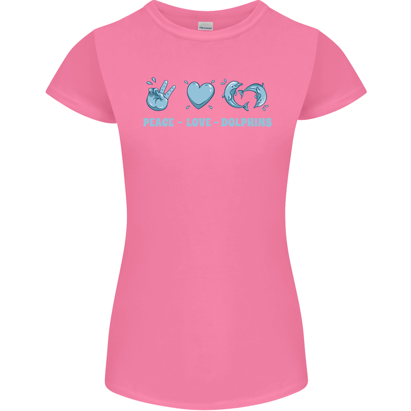 Peace Love Dolphins Sea life Womens Petite Cut T-Shirt Azalea