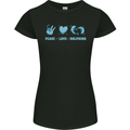 Peace Love Dolphins Sea life Womens Petite Cut T-Shirt Black