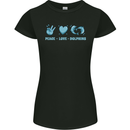 Peace Love Dolphins Sea life Womens Petite Cut T-Shirt Black