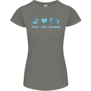 Peace Love Dolphins Sea life Womens Petite Cut T-Shirt Charcoal