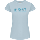 Peace Love Dolphins Sea life Womens Petite Cut T-Shirt Light Blue