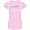 Peace Love Dolphins Sea life Womens Petite Cut T-Shirt Light Pink