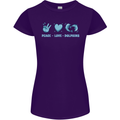 Peace Love Dolphins Sea life Womens Petite Cut T-Shirt Purple