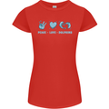 Peace Love Dolphins Sea life Womens Petite Cut T-Shirt Red