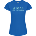 Peace Love Dolphins Sea life Womens Petite Cut T-Shirt Royal Blue
