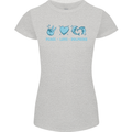 Peace Love Dolphins Sea life Womens Petite Cut T-Shirt Sports Grey