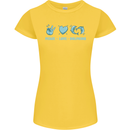 Peace Love Dolphins Sea life Womens Petite Cut T-Shirt Yellow