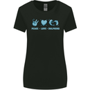 Peace Love Dolphins Sea life Womens Wider Cut T-Shirt Black
