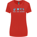 Peace Love Dolphins Sea life Womens Wider Cut T-Shirt Red