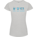 Peace Love Dolphins Womens Petite Cut T-Shirt Sports Grey